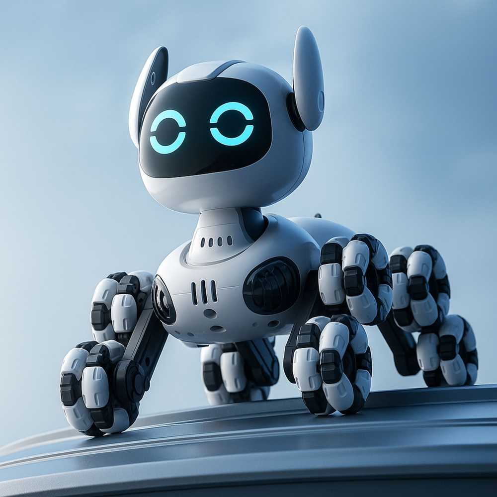 Interaktyvus robotas šuo su nuotoliniu valdymu TOOBY RC 4WD 360°, baltas/juodas