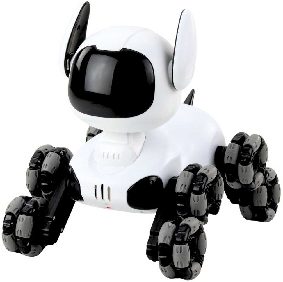 Interaktyvus robotas šuo su nuotoliniu valdymu TOOBY RC 4WD 360°, baltas/juodas