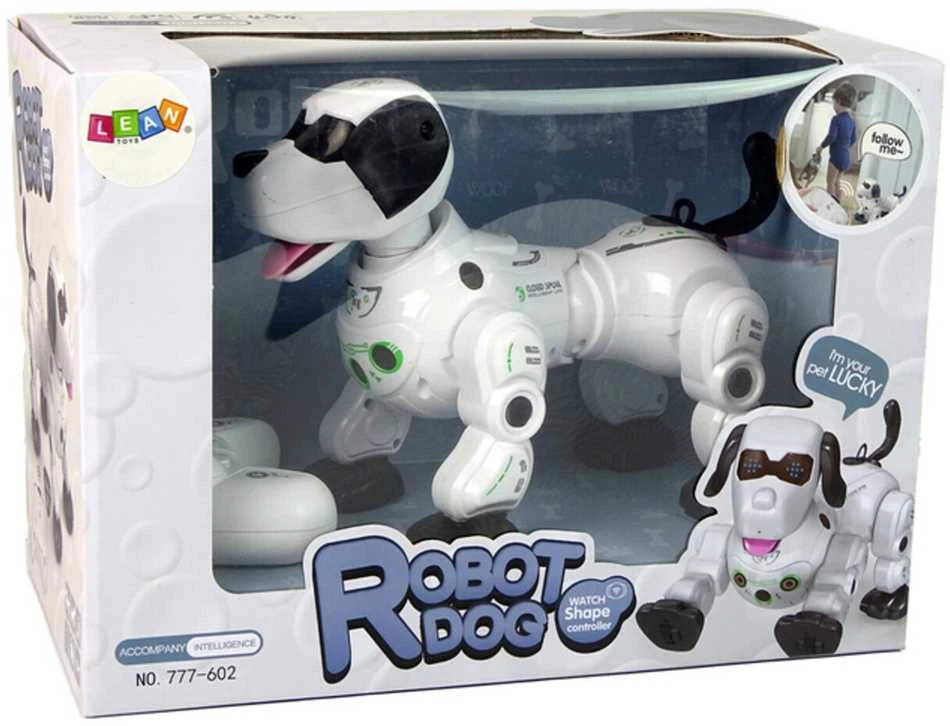 Interaktyvus šuniukas robotas su nuotolinio valdymo pultu