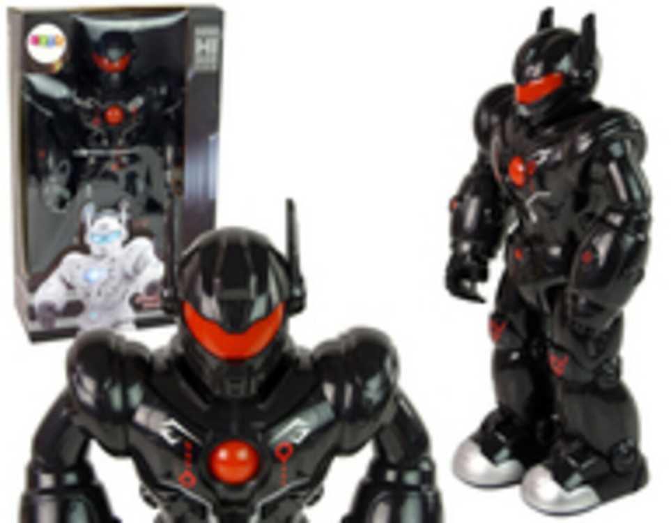 Interaktyvus vaikštantis robotas su garso ir šviesos efektais, juodas