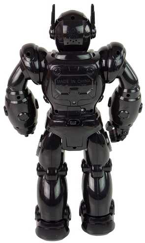 Interaktyvus vaikštantis robotas su garso ir šviesos efektais, juodas