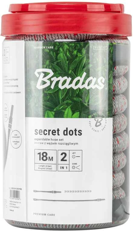 Išsitempianti laistymo žarna su priedais Bradas Baltas Line SECRET DOTS, 18 m