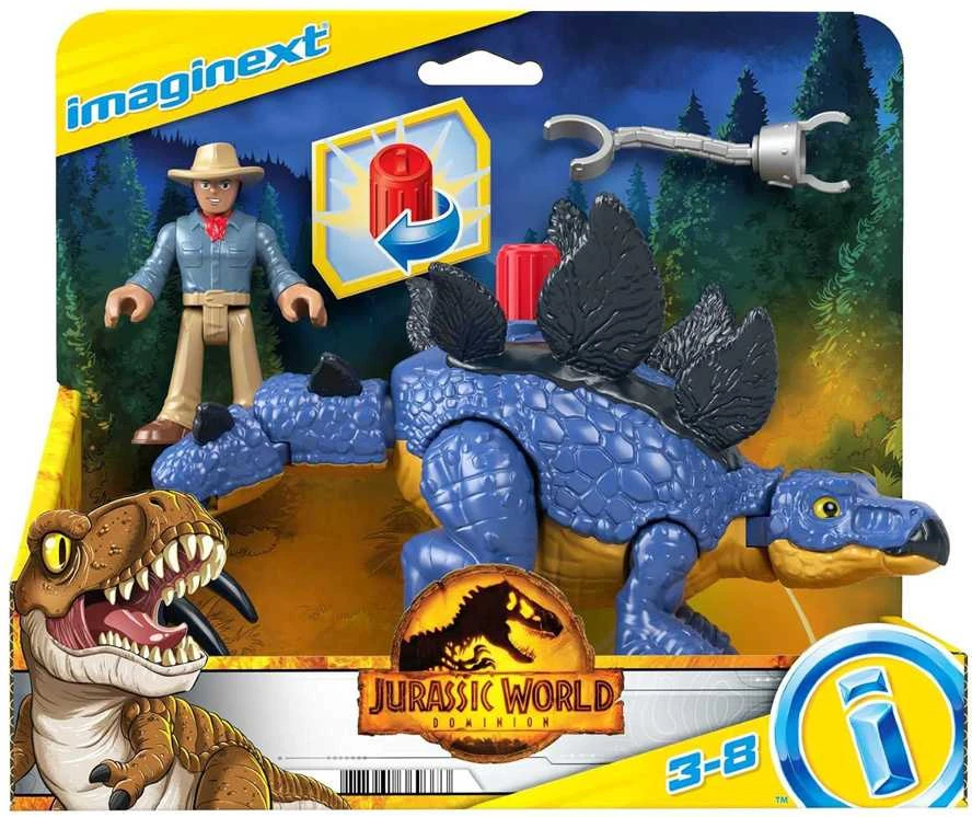 Jurassic World Imaginext figūrėlių rinkinys - dinozauras Stegosaurus ir Dr. Grant