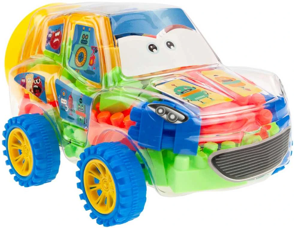 Kaladėlių rinkinys automobilio formos dėžutėje