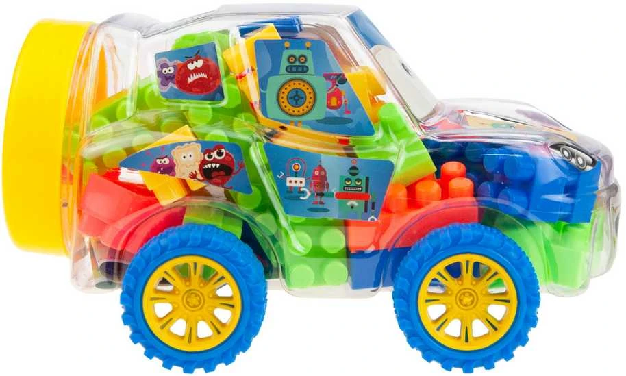 Kaladėlių rinkinys automobilio formos dėžutėje