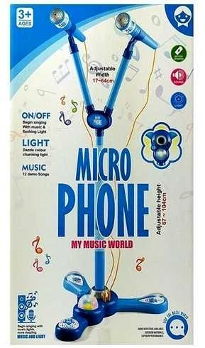 Karaoke rinkinys su dviem mikrofonais, mėlynas