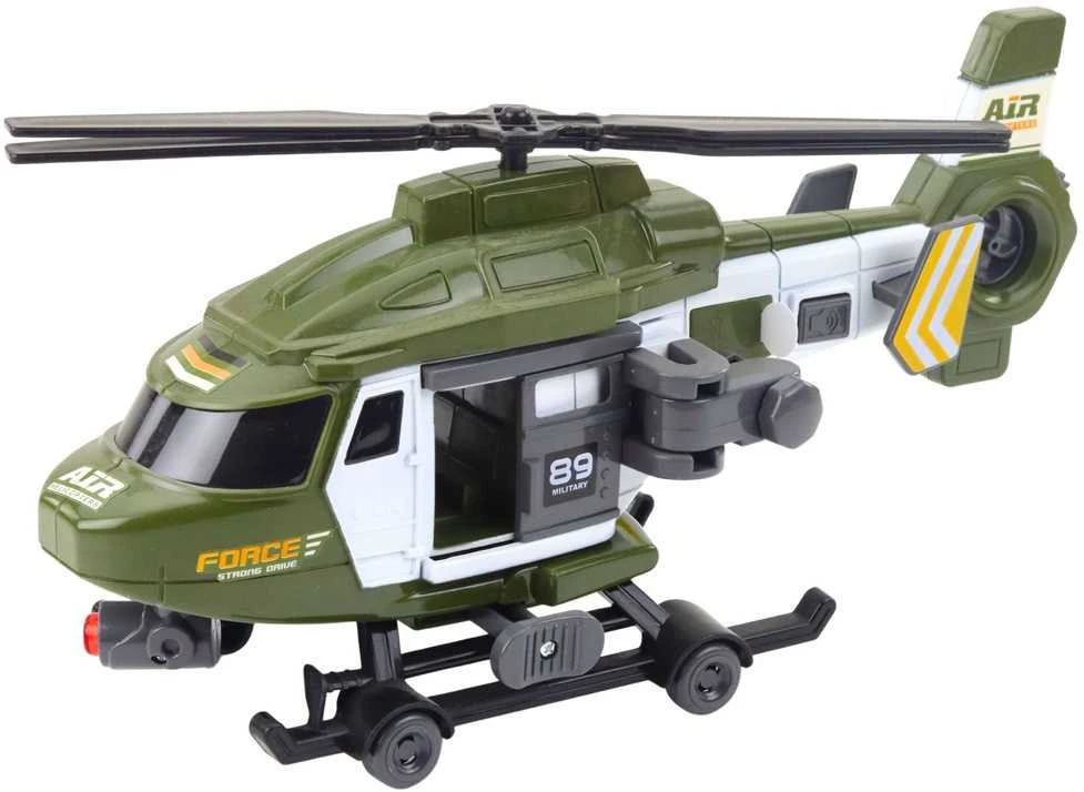 Karinis sraigtasparnis su šviesos ir garso efektais, khaki, 1:16