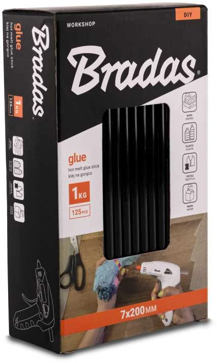 Karštų klijų lazdelės Bradas, 7x200 mm, juodas, 125 vnt./1kg