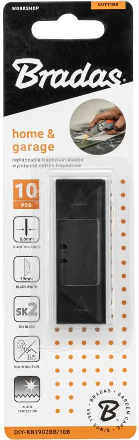 Keičiami trapecijos formos ašmenys Bradas , 19 mm, Juodas, 10 vnt.