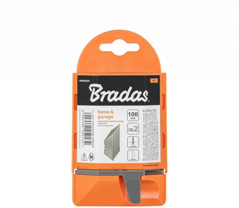 Keičiami trapecijos formos ašmenys dėtuvėje Bradas, 19 mm, NEUTRAL, 100 vnt.