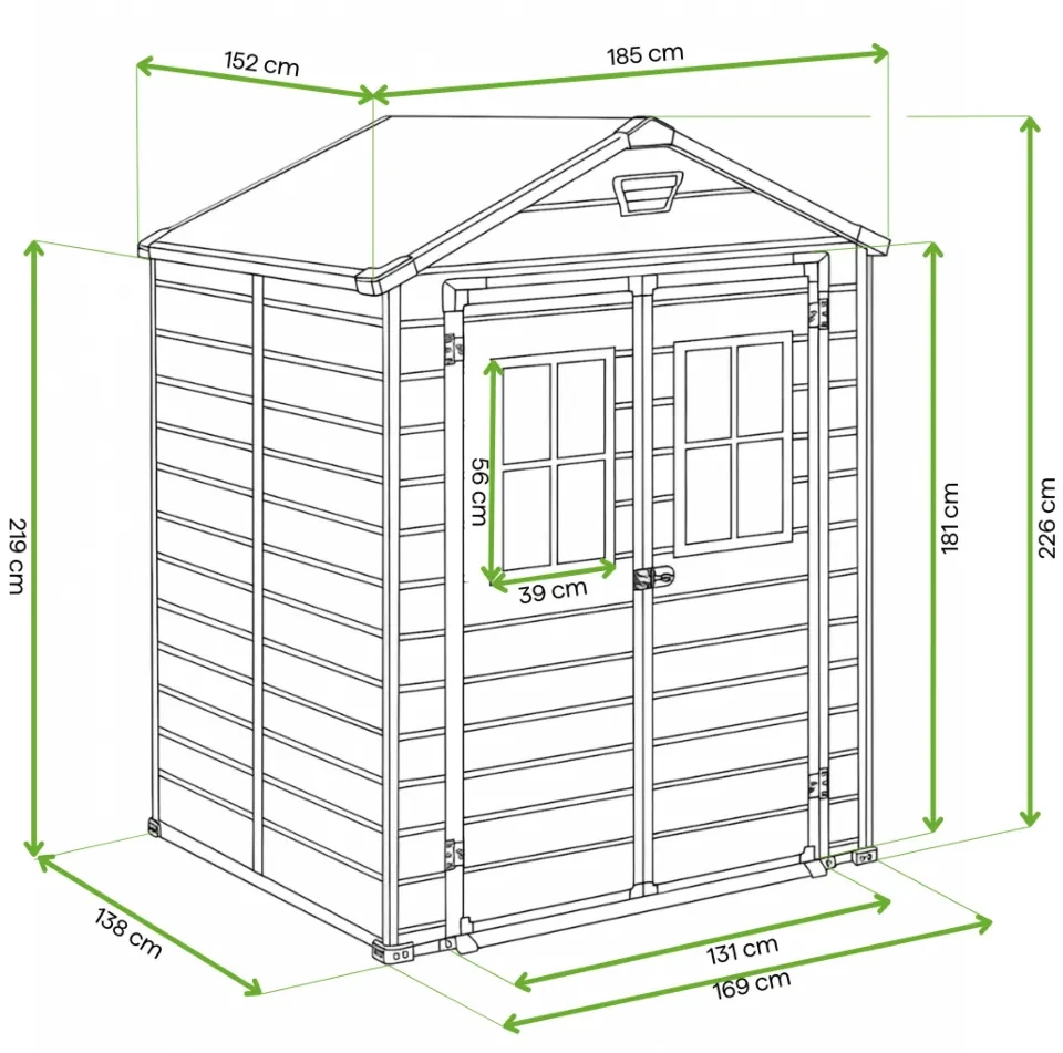 Meistro Kodas Sodo įrankių namelis - lauko sandėliukas MANOR 6x5W