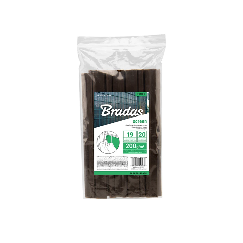 Klipsai tvoros juostai 19 cm Bradas, 20 vnt., ruda