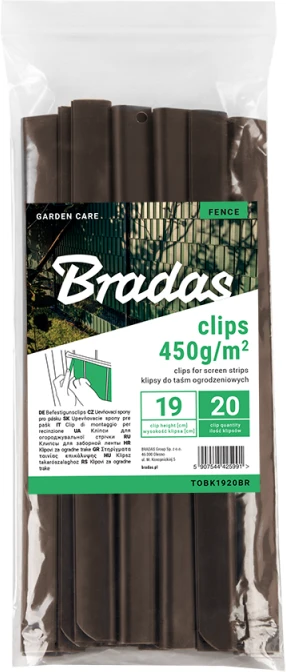 Klipsai tvoros juostai Bradas, 19 cm, 20 vnt., ruda