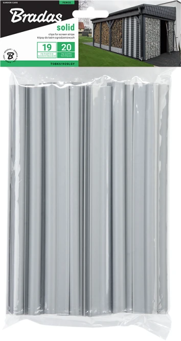 Klipsai tvoros juostai Bradas Solid, 19 cm, 20 vnt., šviesiai pilka