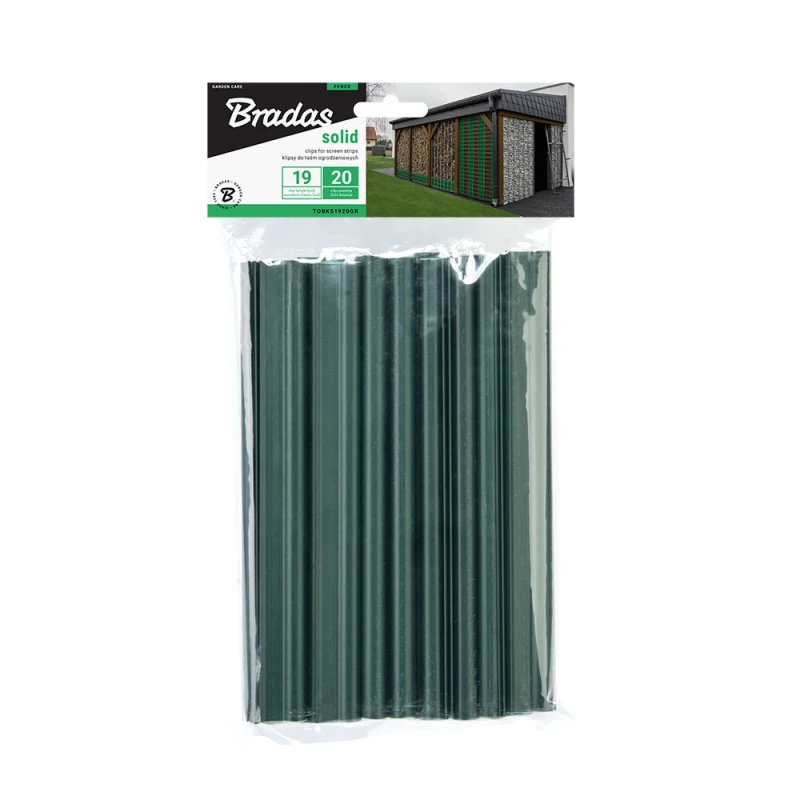 Klipsai tvoros juostai Bradas Solid, 19 cm, 20 vnt., žalia