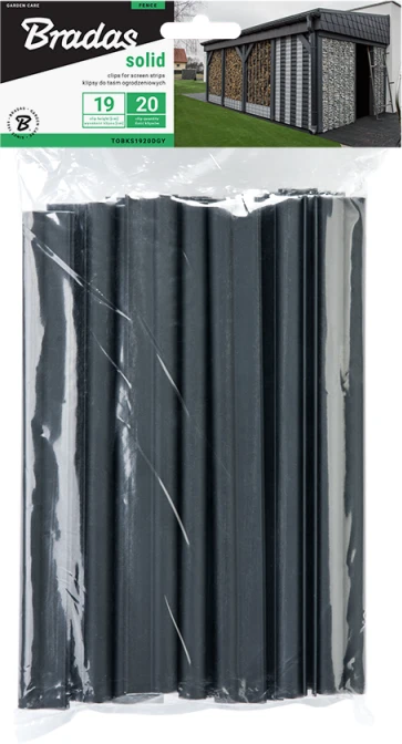 Klipsai tvoros juostai Bradas Solid, 19 cm, 20 vnt., tamsiai pilka