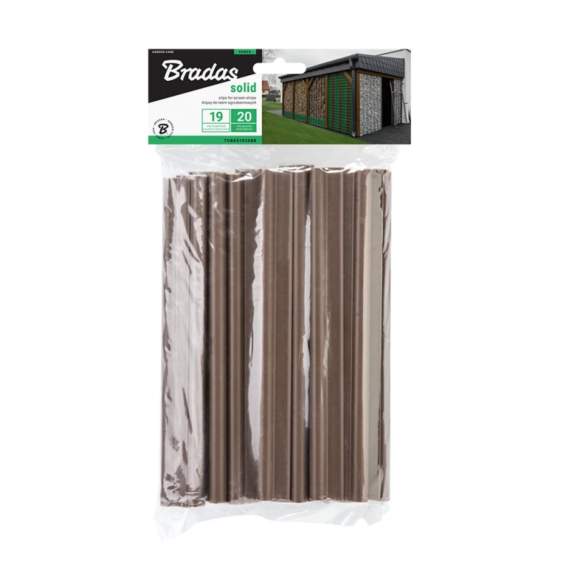 Klipsai tvoros juostai Bradas Solid, 19 cm, 20 vnt., ruda