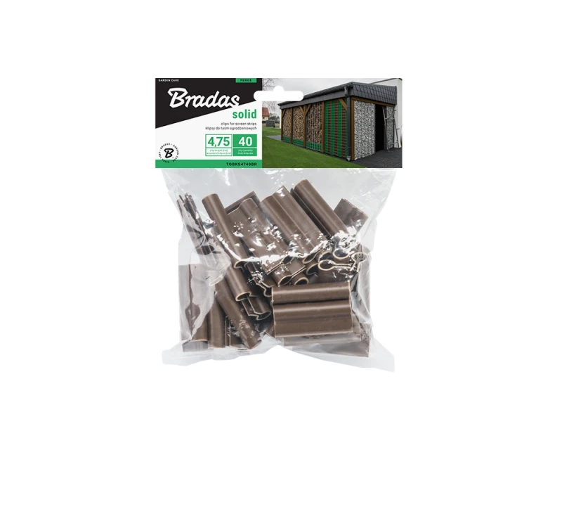 Klipsai tvoros juostai Bradas Solid, 4.75 cm, 40 vnt., ruda