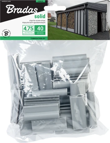 Klipsai tvoros juostai Bradas Solid, 4.75 cm, 40 vnt., šviesiai pilka