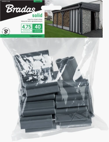 Klipsai tvoros juostai Bradas Solid, 4.75 cm, 40 vnt., pilka