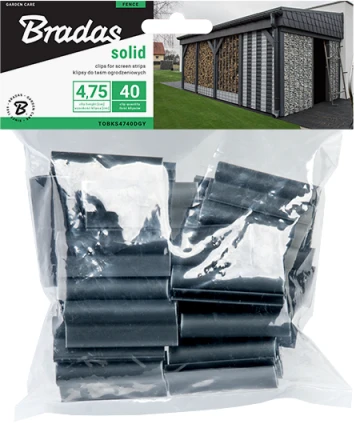 Klipsai tvoros juostai Bradas Solid, 4.75 cm, 40 vnt., tamsiai pilka