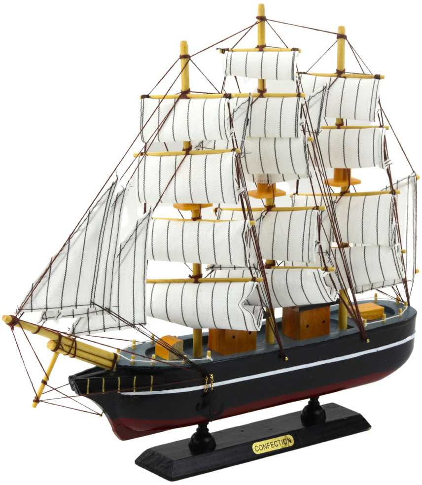 Kolekcinis dekoratyvinis laivo modelis, 39x36 cm, juodas