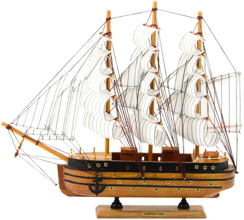 Kolekcinis dekoratyvinis laivo modelis, 39x36 cm, baltas