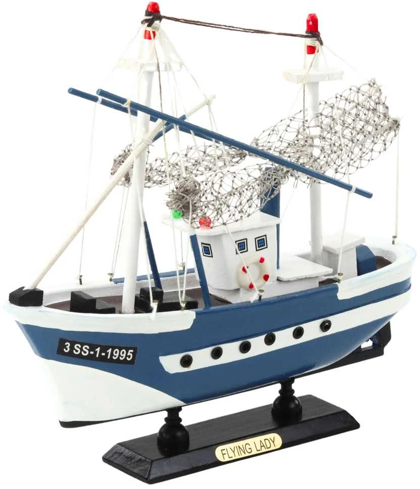 Kolekcinis dekoratyvinis laivo modelis "Flying Lady", 24x23 cm, mėlynas