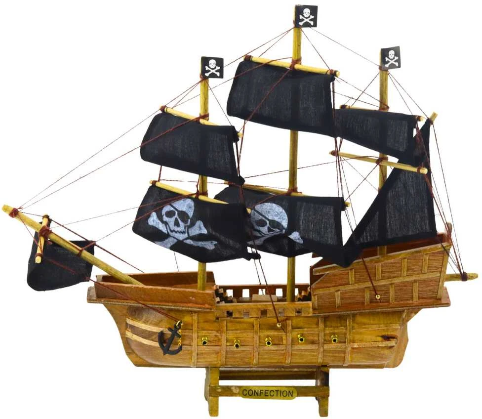 Kolekcinis dekoratyvinis piratų laivo modelis, 33x29 cm, juodas