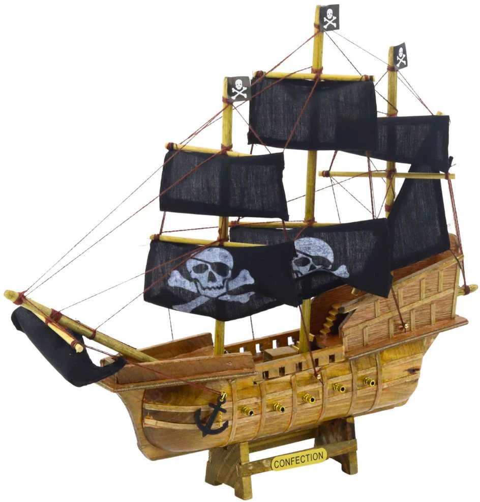 Kolekcinis dekoratyvinis piratų laivo modelis, 33x29 cm, juodas