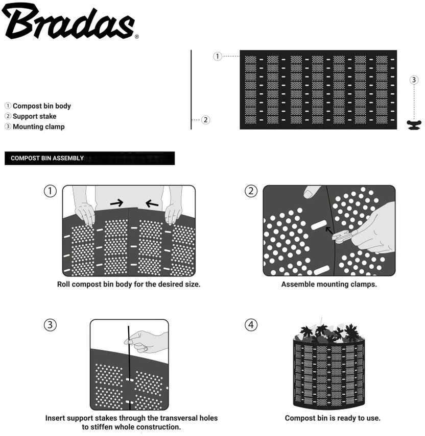 Komposto dėžė Bradas, 800 l, Ø105 cm