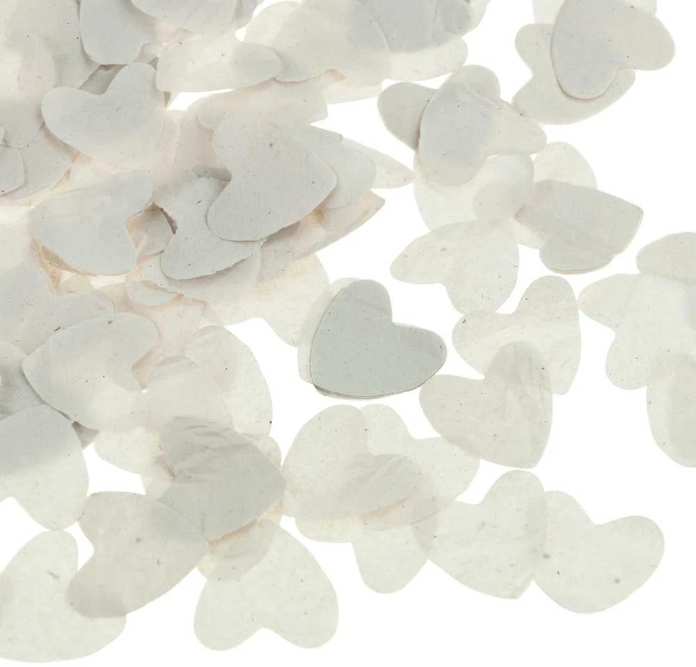 Konfeti patranka Baltas Hearts, 30 cm, 1 vnt.