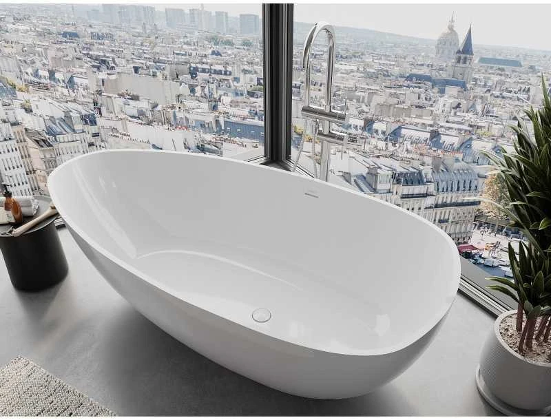 Konglomerato vonia Mexen Imola, 170 x 88 cm, Baltas gloss