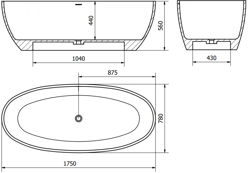 Konglomerato vonia Mexen Torino, 175 x 78 cm, Baltas gloss