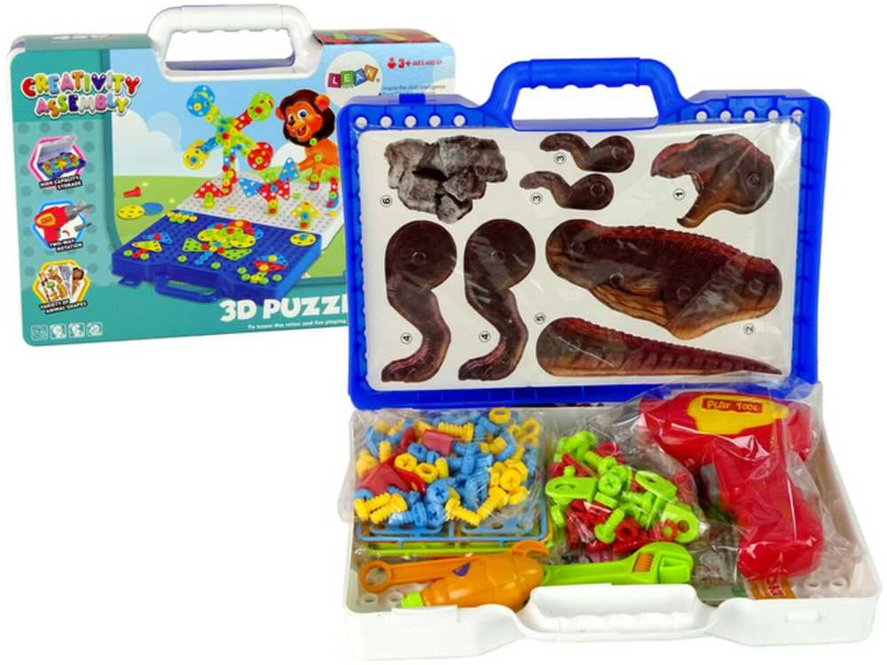 Konstrukcinės 3D kaladėlės su įrankiais Dinozaurai