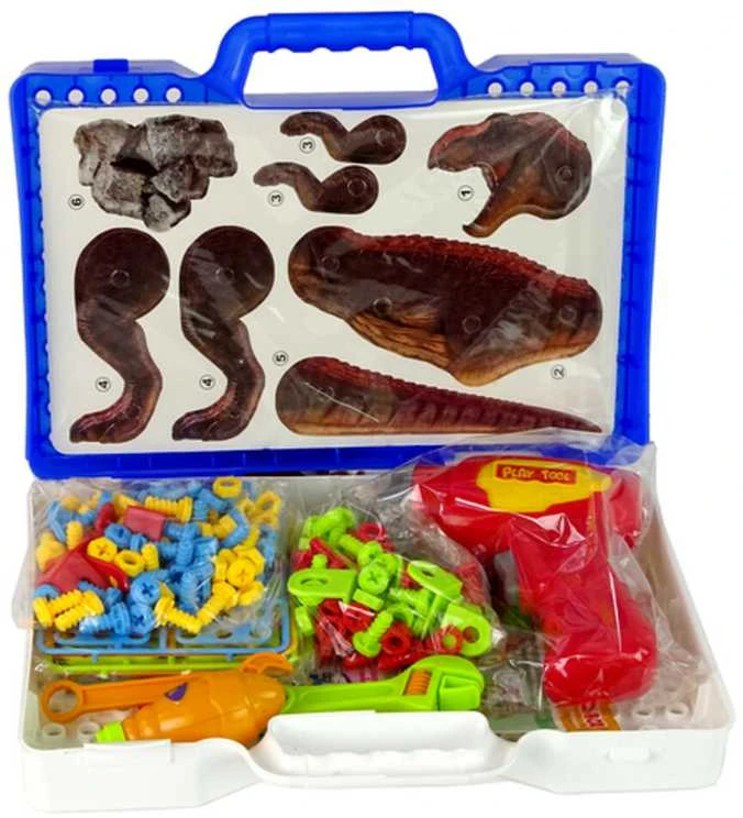 Konstrukcinės 3D kaladėlės su įrankiais Dinozaurai