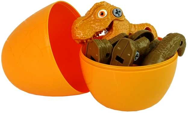 Konstrukcinis rinkinys - dinozauras Tyrannosaurus Rex su kiaušiniu, oranžinis