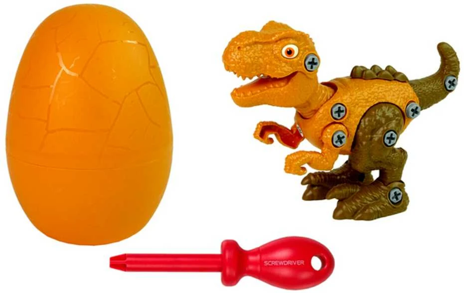Konstrukcinis rinkinys - dinozauras Tyrannosaurus Rex su kiaušiniu, oranžinis