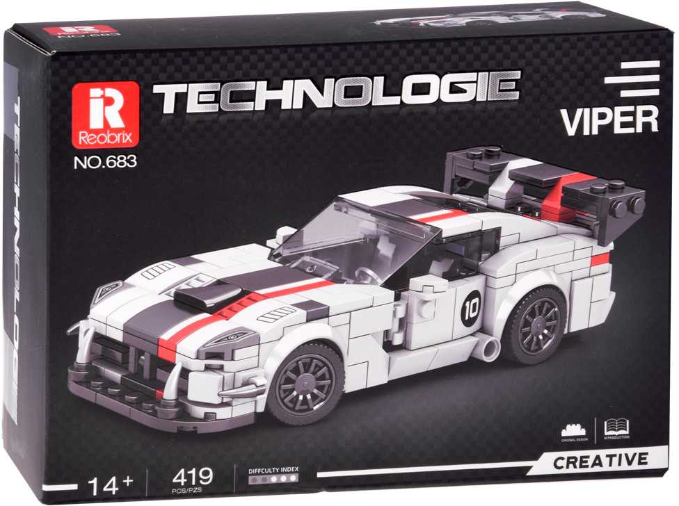 Konstruktoriaus rinkinys "Sportinis automobilis VIPER", baltas, 419 el.