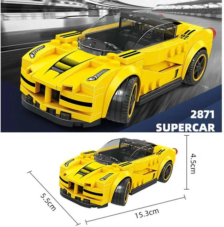 Konstruktoriaus rinkinys "Sportinis automobilis", geltonas, 143 d.