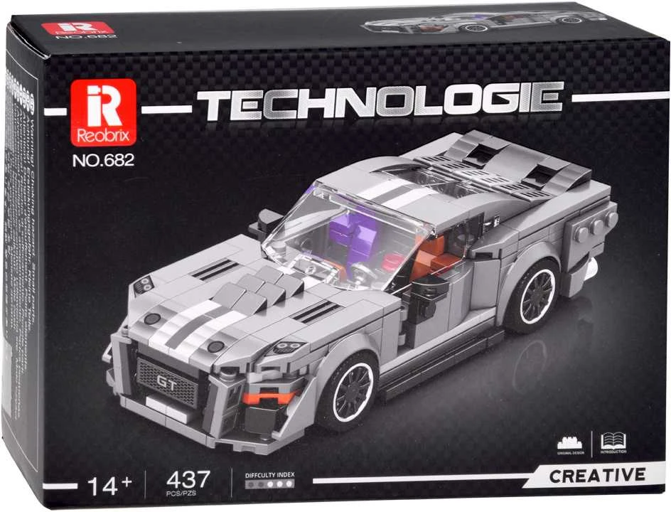 Konstruktoriaus rinkinys "Sportinis automobilis", pilkas, 437 el.
