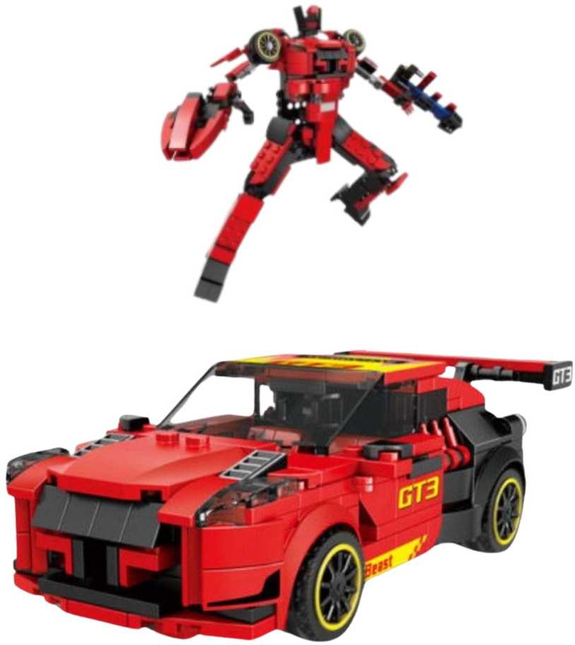 Konstruktorius Automobilis-Robotas 2in1 GT3, raudonas, 335 d.