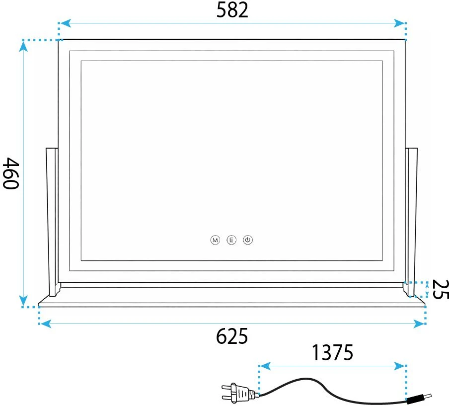 Kosmetinis veidrodis su LED apšvietimu STUDIO, Baltas, 58x45