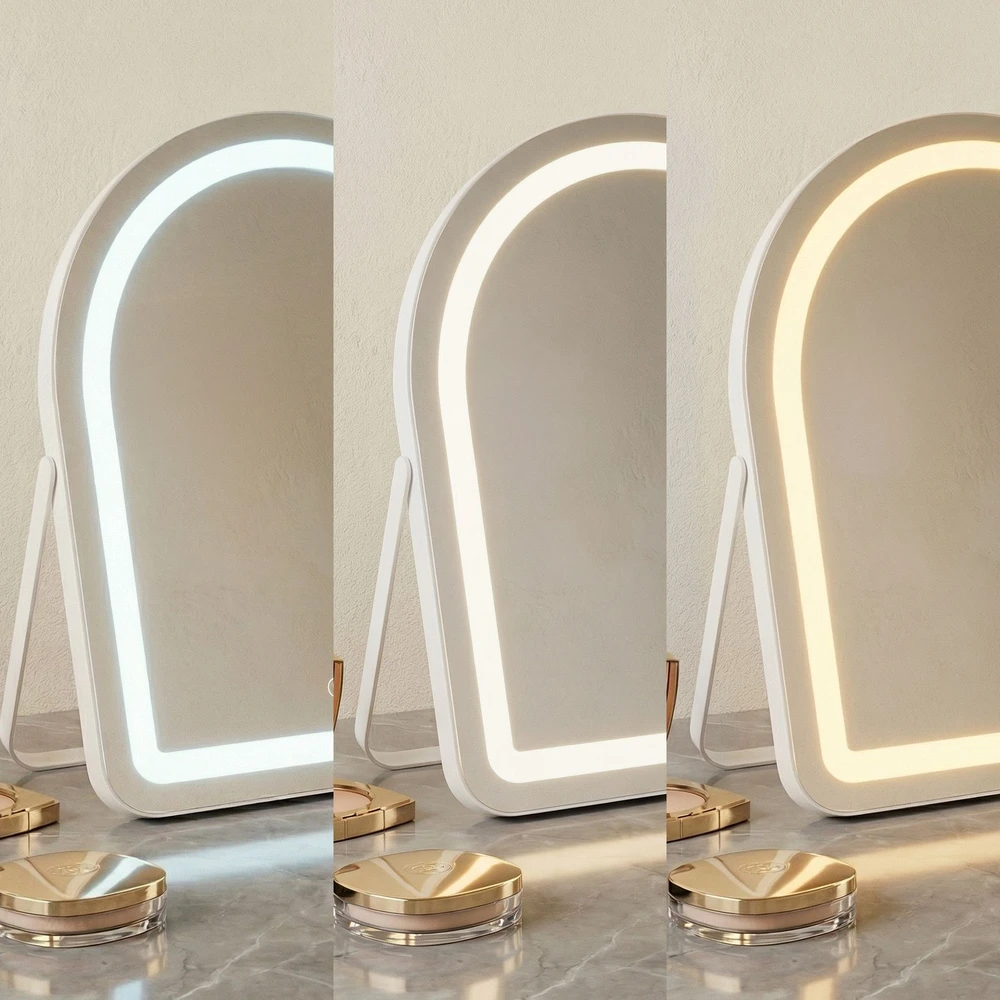 Kosmetinis veidrodis su LED GLAM, Baltas, 40x45 cm