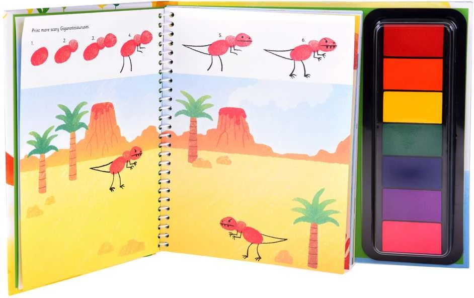 Kūrybinė knyga piešimui pirštams "Dinosaurs" (anglų kalba)