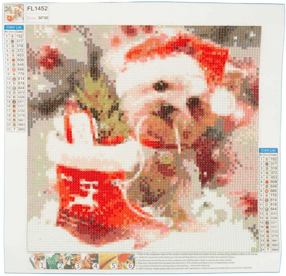 Kūrybinis rinkinys - deimantinė mozaika 3D "Kalėdų šuniukas"