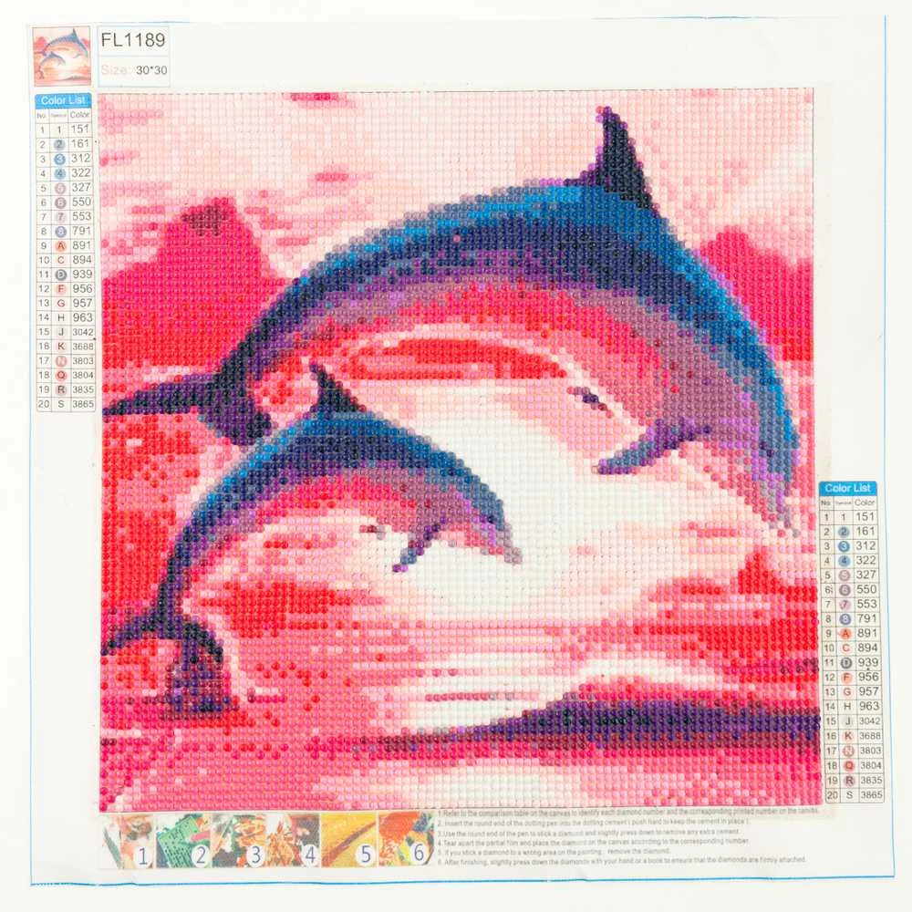 Kūrybinis rinkinys - deimantinė mozaika 3D "Delfinai"