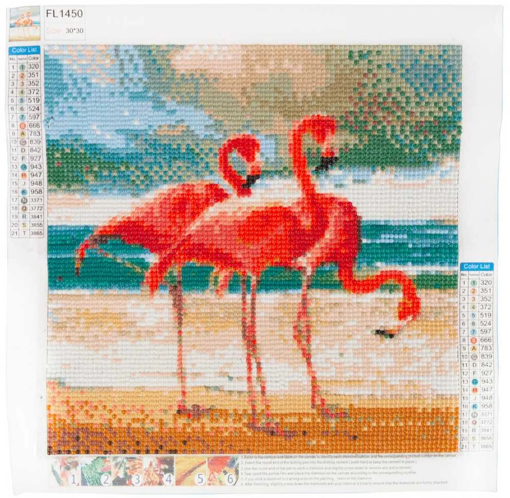 Kūrybinis rinkinys - deimantinė mozaika 3D "Flamingai"