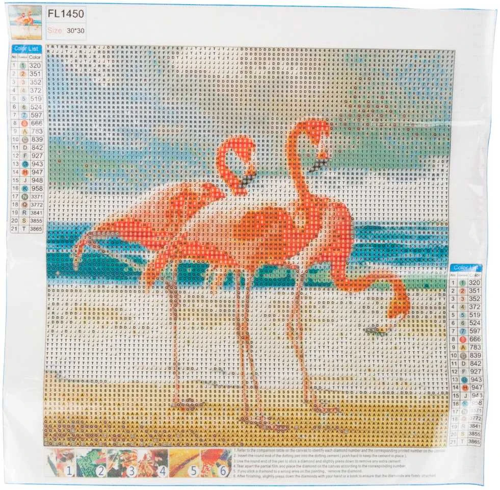 Kūrybinis rinkinys - deimantinė mozaika 3D "Flamingai"