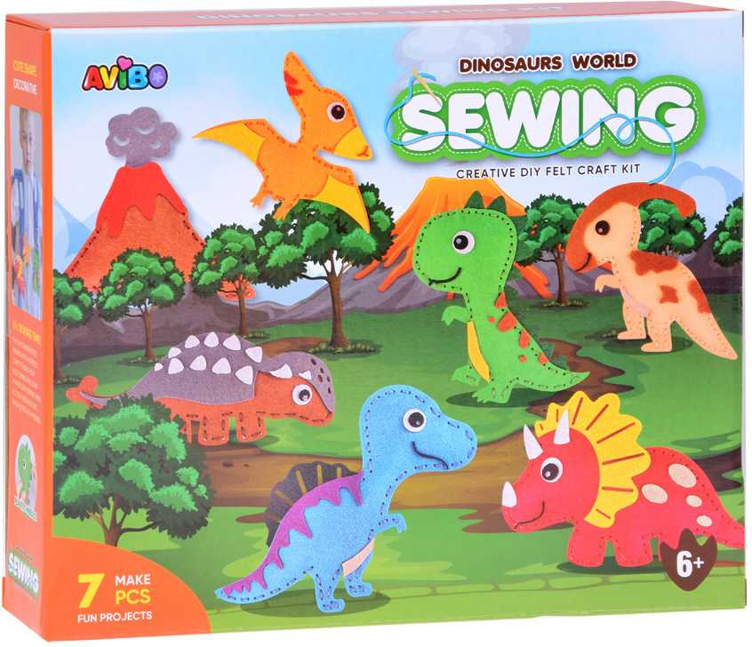 Kūrybinis siuvimo rinkinys iš veltinio "Dinozaurų pasaulis"